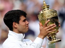 Carlos Alcaraz, en la final de este 14 de julio en Wimbledon. EFE / N. Hall