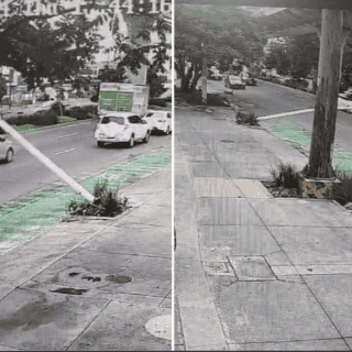 Cae poste en avenida Ávila Camacho a punto de dañar un auto (VIDEO)