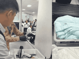 Semar informó que el pasado jueves personal de la Unidad Naval de Protección Aeroportuaria detuvo al ciudadano chino, quien llevaba presuntas sustancias ilícitas. ESPECIAL/SEMAR