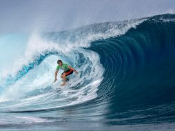 Las mejores olas de Cleland fueron la cuarta y la séptima, con calificaciones de 8.50 y 6.67, respectivamente. Xinhua/ E. Sloane.