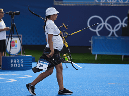 Yaylagul Ramazanova durante ronda de eliminatoria de tiro con arco en los Juegos Olímpicos de París 2024. XINHUA / H. CANLING