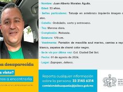 Juan Alberto Morales Águila, de 53 años de edad, quien fue privado ilegalmente de su libertad por un grupo armado. ESPECIAL