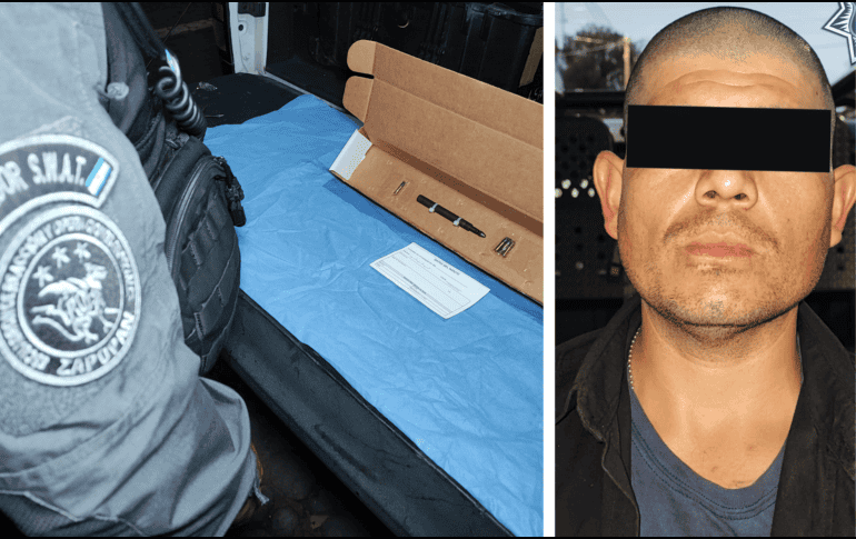Al detenido le aseguraron un arma de fuego casera tipo ‘pluma’ con varios cartuchos útiles aparentemente calibre .22 mm. ESPECIAL/Policía de Zapopan
