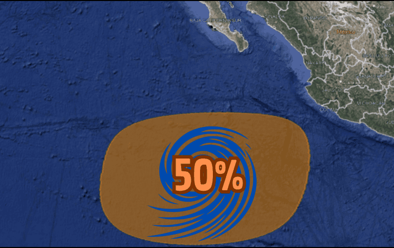 Este fenómeno se ha incrementado a un 50 por ciento y se está posicionando frente a las costas de Jalisco, Colima, Michoacán, Guerrero y Oaxaca. X/@conagua_clima