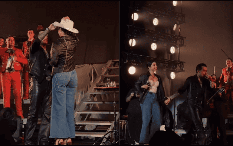 Sonrientes y muy cercanos, Christian y Ángela mostraron ante los presentes el buen momento por el que pasa su relación. ESPECIAL.