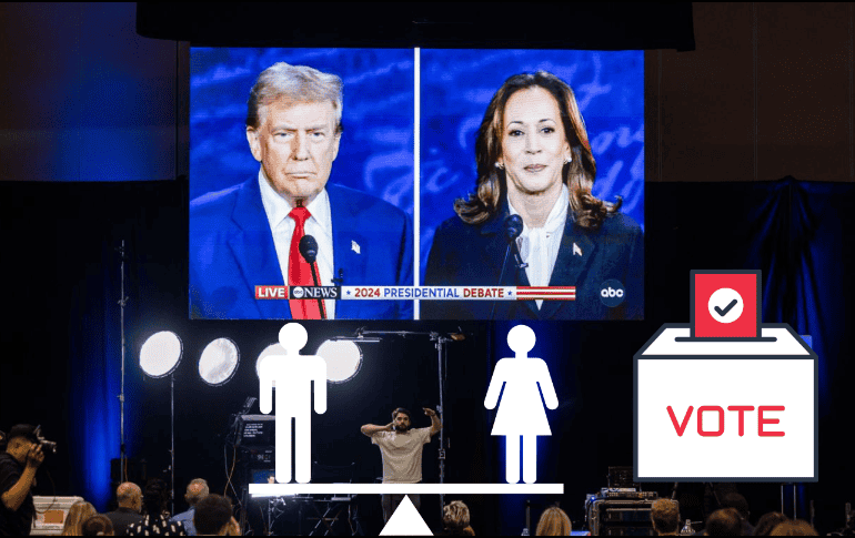 Donald Trump y Kamala Harris se medirán en los comicios este próximo 05 de noviembre, pero ¿qué tan probable es que se produzca un empate? EFE/ Jim Lo Scalzo/ ESPECIAL/ CANVA