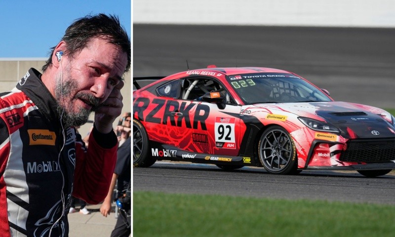 Con su característica pasión y dedicación, Reeves tomó la pista y dejó su huella en el mundo del automovilismo. &nbsp;AP / D. Cummings. 