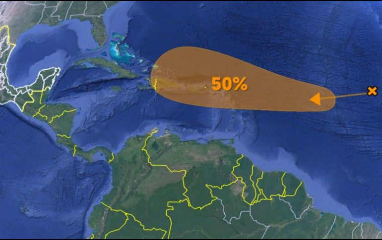 El fenómeno se ubica a más de 5,000 kilómetros al este de Quintana Roo y se mueve hacia el oeste-noroeste. X/ @conagua_clima.