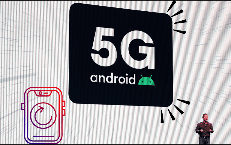 Logo de android y 5G en una presentación. EFE / ARCHIVO