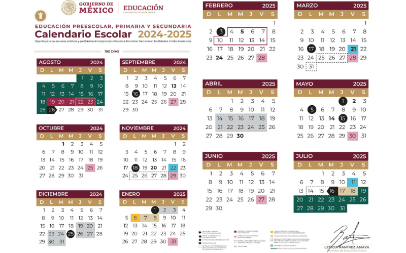 &nbsp;CALENDARIO 2024-2025/SEP