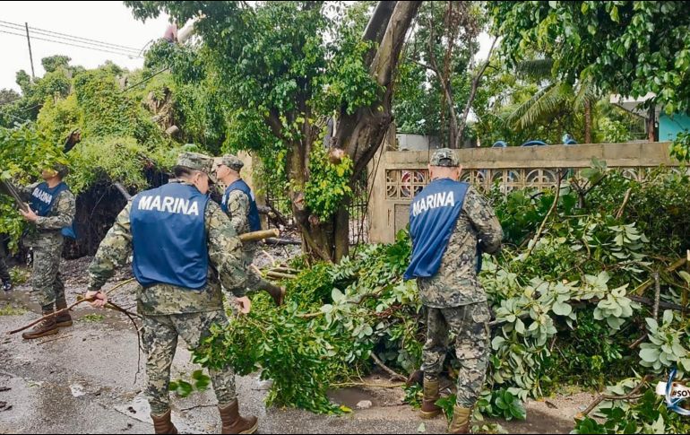 La Marina apoya en la limpieza ante los daños que ha causado el fenómeno meteorológico. ESPECIAL