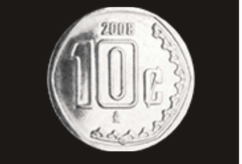  Moneda de 10 centavos de la familia C. ESPECIAL/Banco de México 