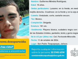 Guillermo Méndez mide 1.61 metros y pesa 50 kilos. Tiene ojos grandes color marrón, y entre sus señas particulares tiene un lunar en la mejilla derecha cerca de la nariz y un lunar debajo del labio del lado derecho. CORTESÍA.