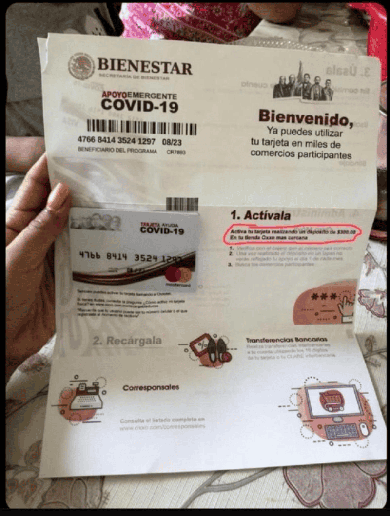 Comienzan a circular reportes de intentos de fraude con las tarjetas falsas de la Pensión del Bienestar. X -TWITTER-/ Vero Barrios&nbsp;