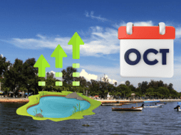 El Lago de Chapala mantiene un importante y destacado nivel de agua hoy jueves 31 de octubre de 2024, proyectando un gran cierre de mes. ESPECIAL/ CANVA