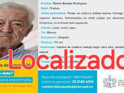 De acuerdo con la comisaría municipal, se trató de Ramón Barajas Rodríguez, de 79 años de edad, quien había sido visto por última vez en esta misma colonia el pasado 26 de octubre. CORTESÍA