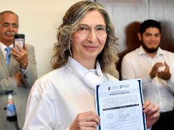 En rueda de prensa, Mara Robles presentó parte de su plan de trabajo en caso de llegar a ser la primera mujer rectora. ESPECIAL / M. ROBLES