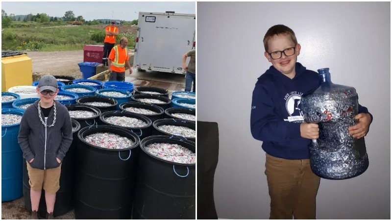  Jace Weber, el niño que logró recolectar el mayor numero de anillas de latas. Guinness World Records