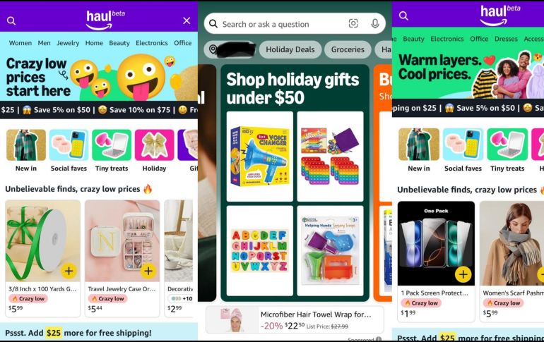 Según un comunicado en el blog de la compañía, Amazon Haul se centrará principalmente en artículos que tienen un costo inferior a 10 dólares, con la ventaja adicional de ofrecer envío gratuito para compras superiores a 25 dólares. AMAZON PRIME