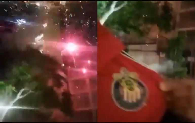 El suceso fue realizado horas después de finalizar la serenata de Atlas, donde se colocaron algunos cohetes en las afueras del hotel de concentración. ESPECIAL