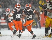 Nick Chubb (#24) logró la anotación del triunfo con menos de un minuto por jugar. AP/S. Ogrocki