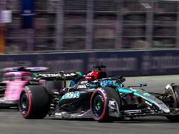 George Russell confirmó el dominio de Mercedes en Las Vegas al lograr la pole position. EFE/S. Thew