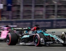 George Russell confirmó el dominio de Mercedes en Las Vegas al lograr la pole position. EFE/S. Thew