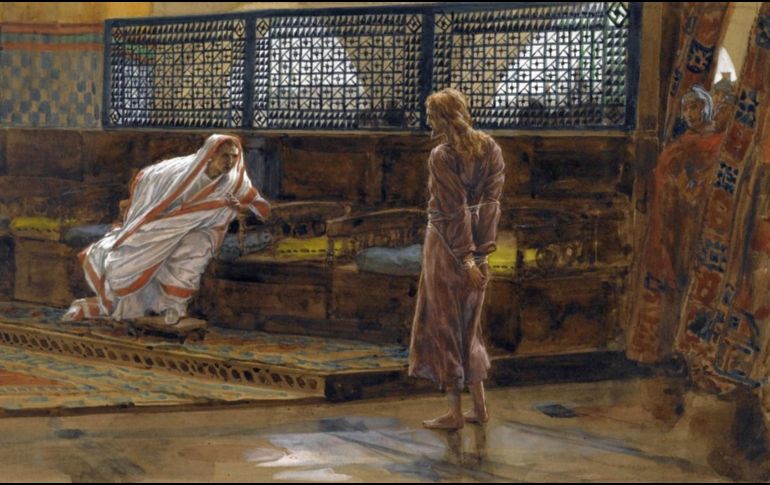 «Mi Reino no es de este mundo. Si mi Reino fuera de este mundo, mis servidores habrían luchado para que no cayera yo en manos de los judíos». WIKIPEDIA/«Jesús ante Pilato», de James Tissot