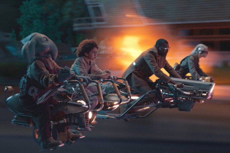 Fotograma de la serie donde aparecen de izquierda a derecha, Robert Timothy Smith como Neel, Ravi Cabot-Conyers como Wim, Tunde Adebimpe como Wendle y Kyriana Kratter como KB. EFE/Matt Kennedy/Lucasfilm