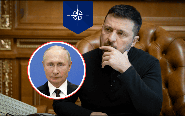 El presidente de Ucrania piensa en poner fin a la fase fuerte de la guerra con Rusia con la protección de la OTAN X/ @ZelenskyyUa y AP/M. Klimentyev