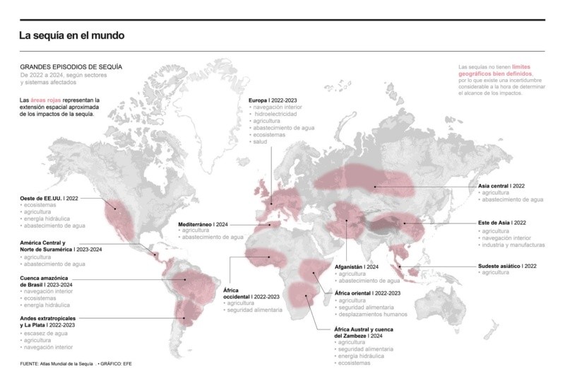 Mapa de la sequía presentado en la Conferencia de las Partes (COP16) de la UNCCD. EFE&nbsp;
