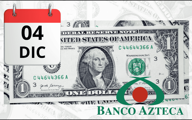 Así se cotiza el dólar estadounidense para el día de hoy miércoles 04 de diciembre de 2024 en Banco Azteca y otros bancos de México. ESPECIAL/ CANVA