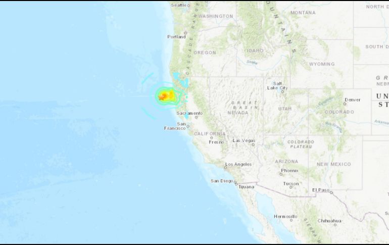 Este jueves 5 de diciembre se registró un sismo fuerte, de magnitud preliminar 7.0, al norte de California. ESPECIAL / USGS