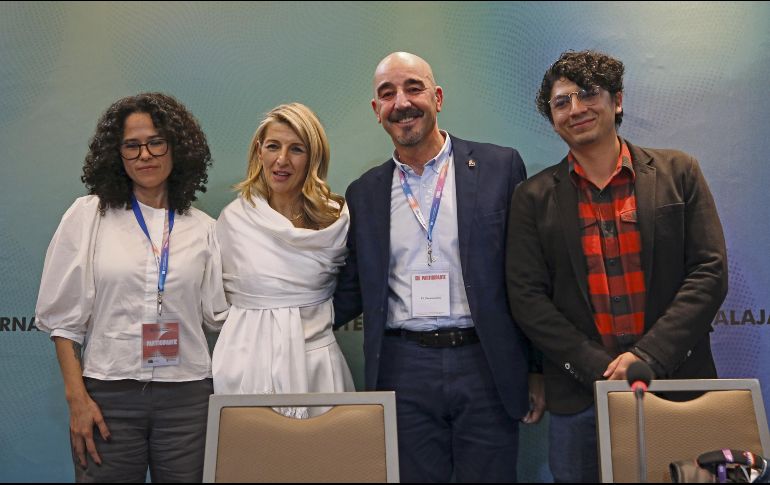 Panelistas. (De izquierda a derecha) Paloma Villagómez, Yolanda Díaz Pérez, Fernando Luján de Frías y Axel Eduardo González. CORTESÍA