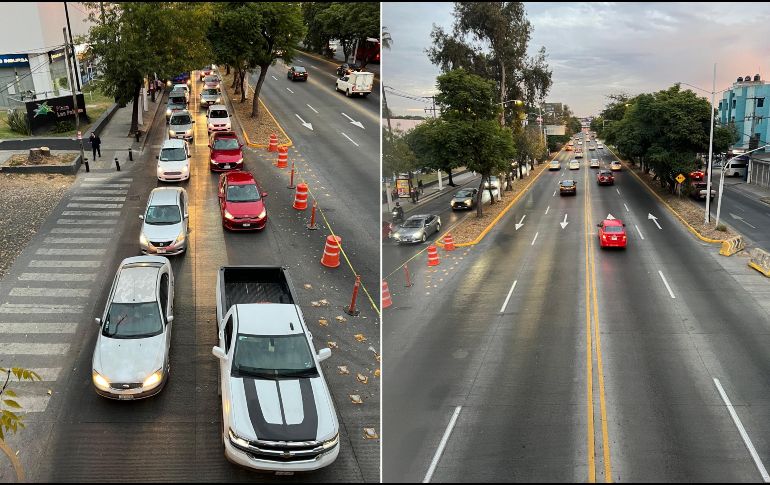 A la izquierda, los automovilistas que viajan hacia el Sur, en la derecha el flujo en la dirección contraria; así luce el  el operativo contraflujo en la Avenida López Mateos. ESPECIAL