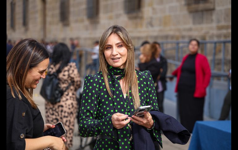 Integrante del gabinete de Hacienda y Participación Ciudadana, Cynthia Cantero, durante el primer mensaje de Pablo Lemus como Gobernador de Jalisco.  EL INFORMADOR/ H. Figueroa.