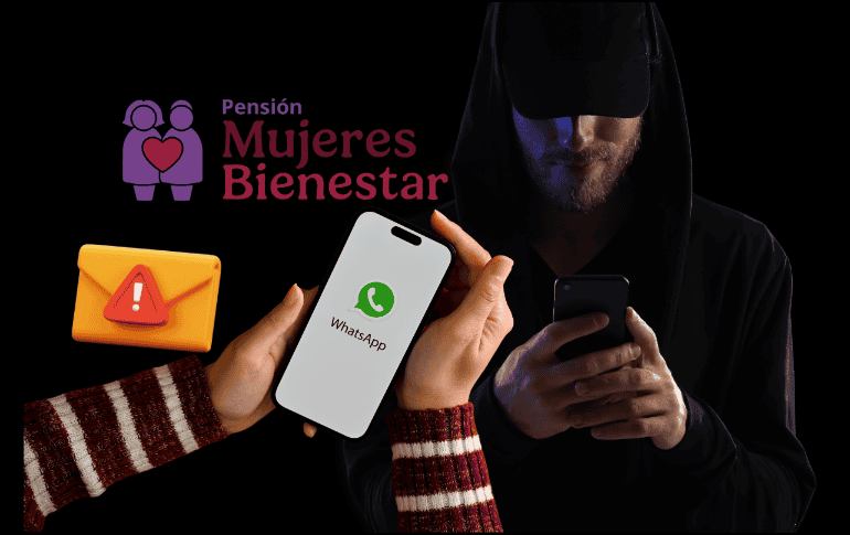 El mensaje que se envía a través de WhatsApp incluye un enlace que, aunque parece similar al del portal oficial del programa, dirige a un sitio fraudulento. ESPECIAL/ CANVA