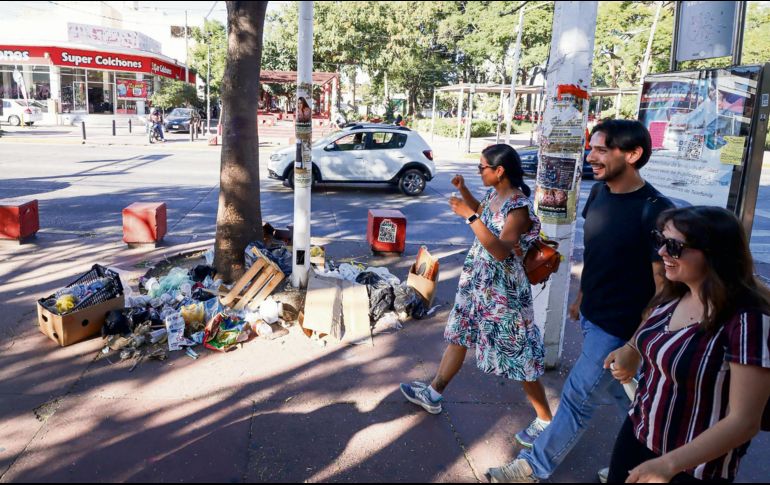 Montón de residuos en la zona del parque de la Revolución, en avenida Juárez y Marcos Castellanos. EL INFORMADOR/H. Figueroa