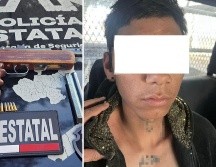 Oficiales de la Policía Preventiva Estatal capturaron a un joven que portaba una subametralladora de fabricación casera. ESPECIAL / POLICÍA ESTATAL