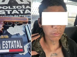 Oficiales de la Policía Preventiva Estatal capturaron a un joven que portaba una subametralladora de fabricación casera. ESPECIAL / POLICÍA ESTATAL