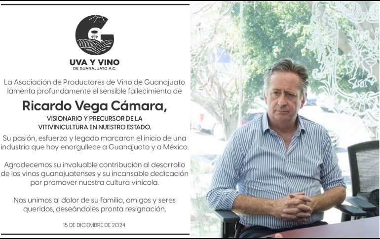 El empresario Ricardo Vega destacó como una pieza clave en el desarrollo de la industria vitivinícola. ESPECIAL / FACEBOOK Uva y Vino / Secretaría del Campo de Guanajuato
