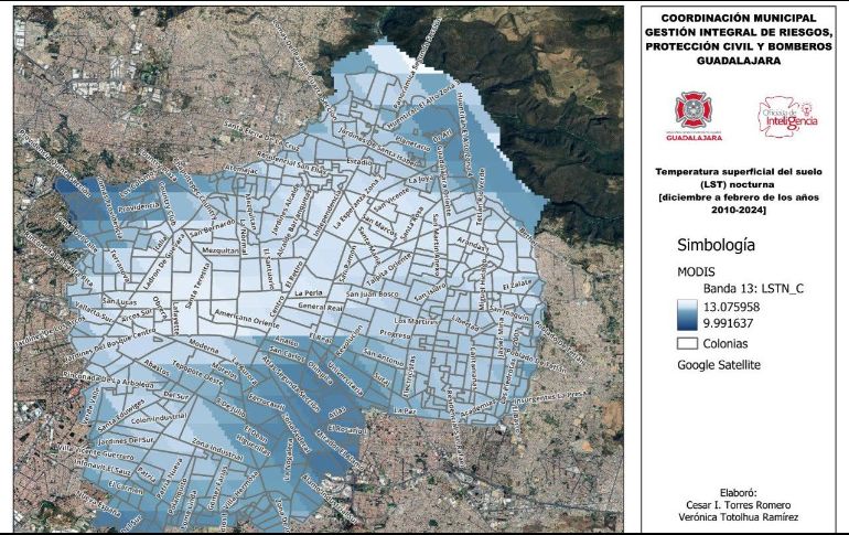 El mapa de Olas de Frío estará a disposición en las redes sociales de la Coordinación Municipal de Gestión del Riesgo, Protección Civil y Bomberos de Guadalajara. ESPECIAL