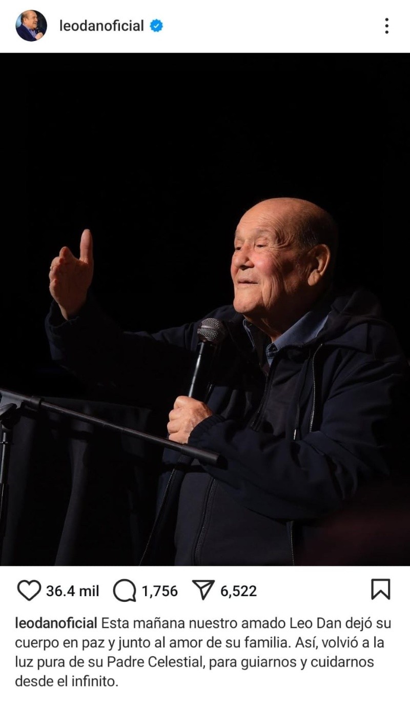  La noticia fue confirmada por la familia de Leo Dan a través de sus redes sociales. INSTAGRAM/ leodanoficial