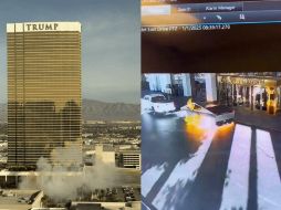 El vehículo, un Cybertruck de Tesla, había sido estacionado en la zona de valet del hotel antes de que ocurriera la explosión, cuyas causas aún no han sido determinadas. X / @enriqueperret, EFE/ @LasVegasLocally