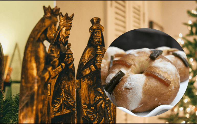 Una de las características fundamentales de este festejo es comer la denominada rosca de reyes, un pan ovalado con figuras ocultas del niño Jesús. ESPECIAL/Imagen de Jonathan Meyer en Pexels/Imagen de Sally Meza en Pixabay