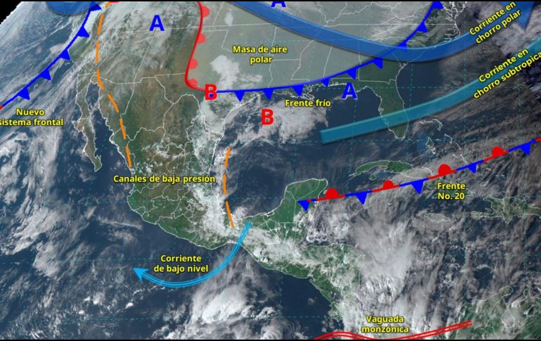 Se hizo un llamado a la población para que adopte medidas preventivas debido al avance del Frente Frío número 21 y la segunda tormenta invernal de la temporada. X/ @conagua_clima.
