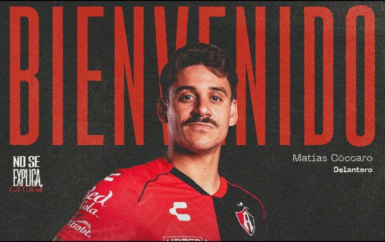Matías Cóccaro fue anunciado de manera oficial como el cuarto refuerzo del Atlas. ESPECIAL / X: @AtlasFC