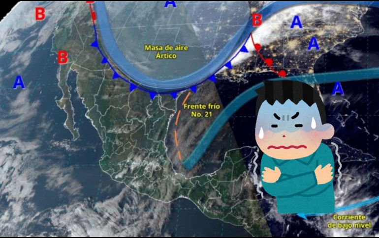 Este fenómeno ocasionará un descenso significativo de temperaturas, lluvias en diversas regiones y fuertes vientos en zonas costeras. X/ @conagua_clima.