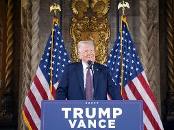 El presidente electo de Estados Unidos habla durante una conferencia de prensa en su finca de Mar-a-Lago, en Palm Beach, Florida. AP