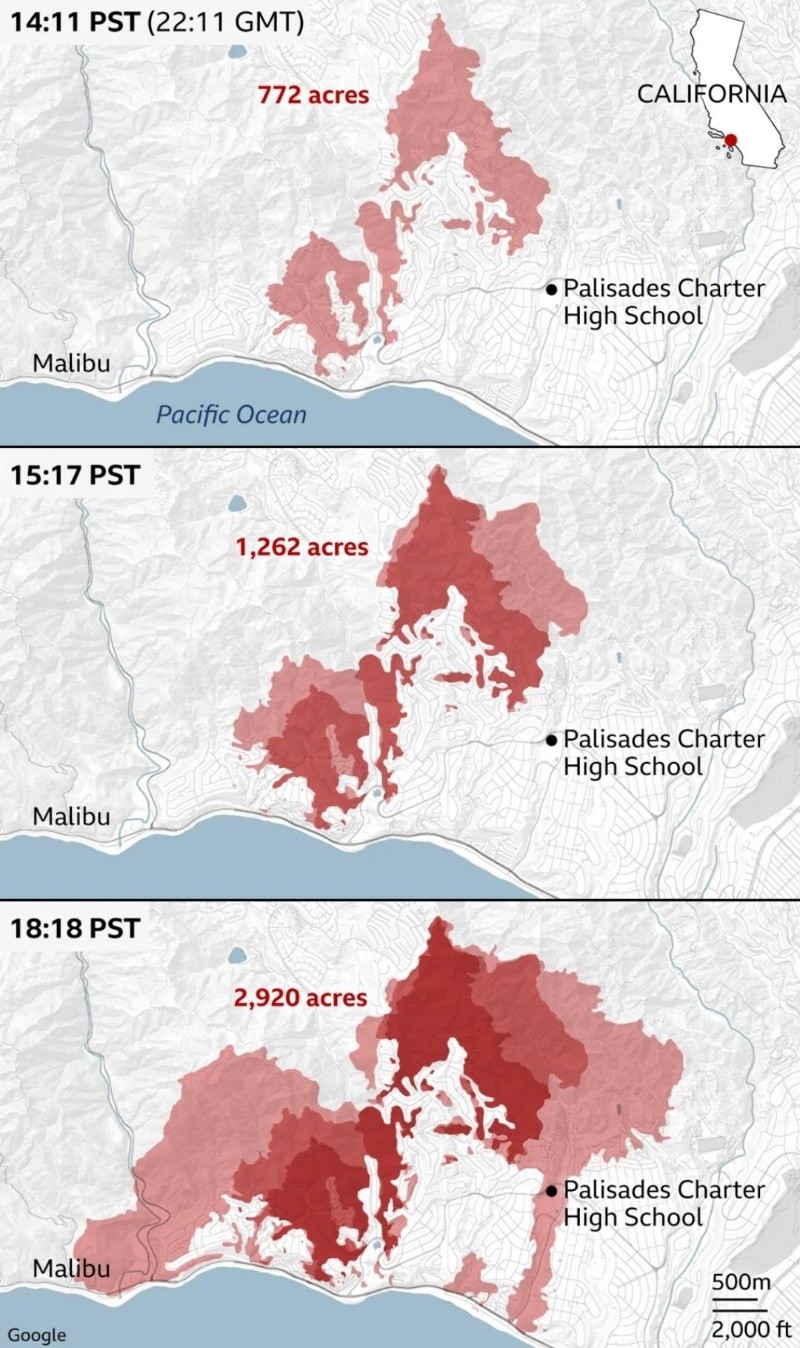  Avance de los incendios. Departamento de Silvicultura y Protección contra Incendios de California